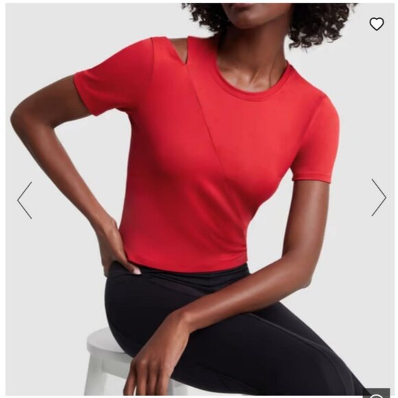 Goop Sport x Proenza Schouler Red Short Sleeve Cutout Top Size Small NWOT - Picture 2 of 6